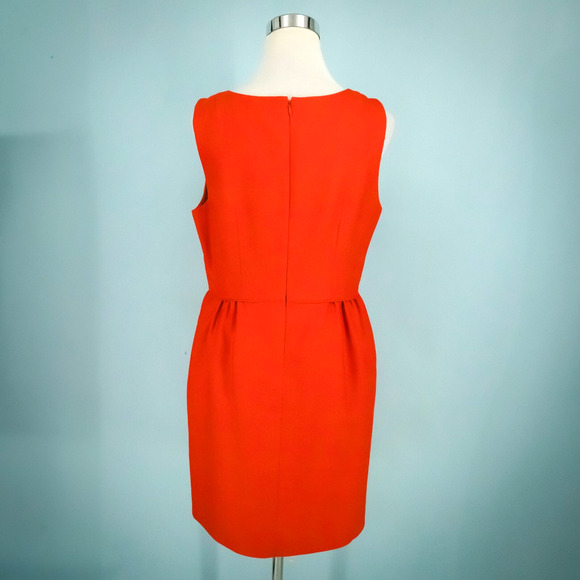 J. Crew Size 12 Red Allie Scoop Sleeveless Pleated Fit Flare Wool Silk Dress - Picture 3 of 8